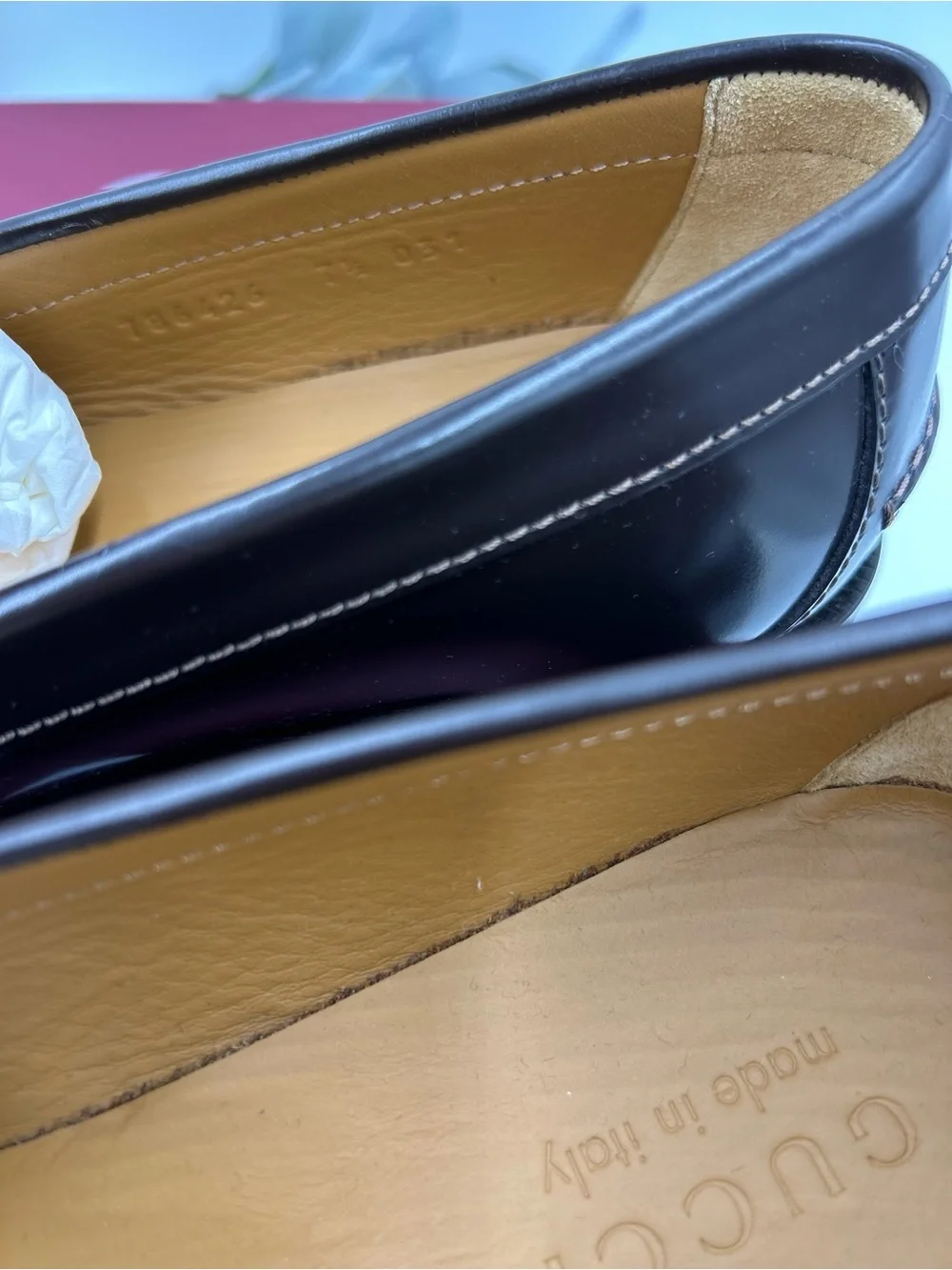 Men's Gucci KAVEH GG embossed leather loafers size 7.5 fits 8.5 US made in Italy